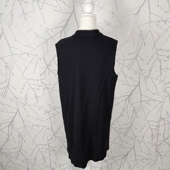 Tahari 100% Boiled Wool Open Sleeveless Cardigan w/ Zippered Pockets - Picture 3 of 5